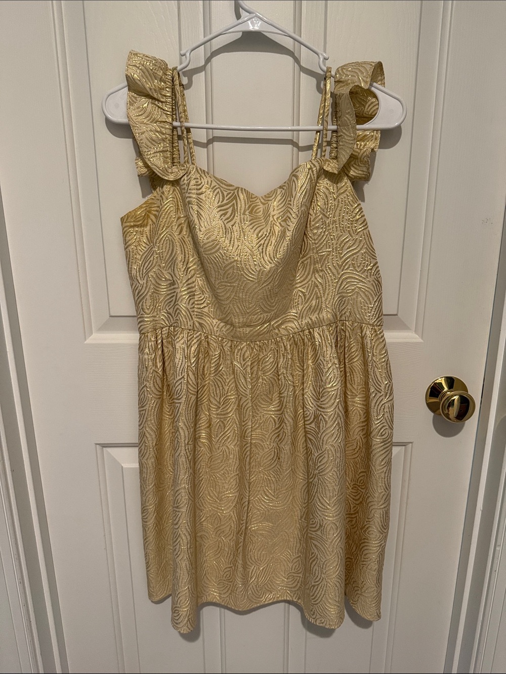 Lilly Pulitzer Gold Ruffle-Strap Dress
